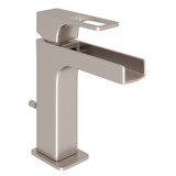 Quartile Cascade Waterfall Spout Single Hole Bathroom Faucet - Satin Nickel with Metal Lever Handle | Model Number: CUC49L-STN-2 - Product Knockout