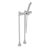 Quartile Exposed Thermostatic Tub Filler with Handshower and Floor Pillar Legs or Supply Unions - Polished Chrome with Cube Knob Handle | Model Number: CUKIT2121NHB-APC - Product Knockout