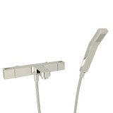 Quartile Exposed Thermostatic Tub Filler with Handshower - Polished Nickel with Cube Knob Handle | Model Number: CU212HB-PN - Product Knockout