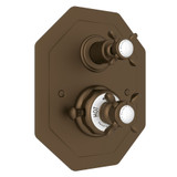 Edwardian Octagonal Concealed Thermostatic Trim with Volume Control - English Bronze with Cross Handle | Model Number: U.5556X-EB/TO - Product Knockout