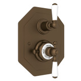 Edwardian Octagonal Concealed Thermostatic Trim with Volume Control - English Bronze with Metal Lever Handle | Model Number: U.5555L-EB/TO - Product Knockout