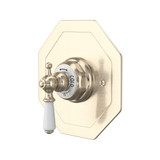 Edwardian Octagonal Concealed Thermostatic Trim without Volume Control - Satin Nickel with Metal Lever Handle | Model Number: U.5585L-STN/TO - Product Knockout