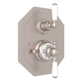 Edwardian Octagonal Concealed Thermostatic Trim with Volume Control - Satin Nickel with Metal Lever Handle | Model Number: U.5555L-STN/TO - Product Knockout