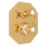 Edwardian Octagonal Concealed Thermostatic Trim with Volume Control - English Gold with Cross Handle | Model Number: U.5556X-EG/TO - Product Knockout