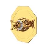 Edwardian Octagonal Concealed Thermostatic Trim without Volume Control - English Gold with Cross Handle | Model Number: U.5586X-EG/TO - Product Knockout