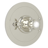 Georgian Era Round Thermostatic Trim Plate without Volume Control - Polished Nickel with Cross Handle | Model Number: U.5786X-PN/TO - Product Knockout