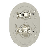 Georgian Era Oval Thermostatic Trim Plate with Volume Control - Polished Nickel with Cross Handle | Model Number: U.5757X-PN/TO - Product Knockout