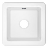 Lancaster™ 15" Single Bowl Fireclay Bar/Food Prep Kitchen Sink - White (WH) | Model Number: RC1515WH