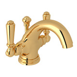 Edwardian Single Hole Dual Handle Bathroom Faucet - English Gold with Metal Lever Handle | Model Number: U.3635L-EG-2 - Product Knockout