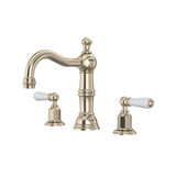 Edwardian Column Spout Widespread Bathroom Faucet - Satin Nickel with Metal Lever Handle | Model Number: U.3720L-STN-2 - Product Knockout