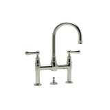 Georgian Era Deck Mount Bathroom Bridge Faucet - Polished Nickel with Metal Lever Handle | Model Number: U.3708LS-PN-2 - Product Knockout