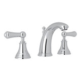 Georgian Era High Neck Widespread Bathroom Faucet - Polished Chrome with Metal Lever Handle | Model Number: U.3712LS-APC-2 - Product Knockout