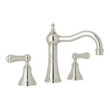 Georgian Era Column Spout Widespread Faucet - Polished Nickel with Metal Lever Handle | Model Number: U.3723LS-PN-2 - Product Knockout