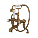 Edwardian Exposed Deck Mount Tub Filler with Handshower - English Bronze with Cross Handle | Model Number: U.3501X/1-EB - Product Knockout