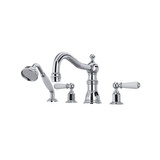 Edwardian 4-Hole Deck Mount Column Spout Tub Filler with Handshower - Polished Chrome with Metal Lever Handle | Model Number: U.3745L-APC - Product Knockout