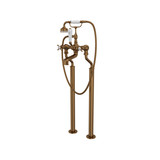 Edwardian Exposed Floor Mount Tub Filler with Handshower - English Bronze with Cross Handle | Model Number: U.3521X/1-EB - Product Knockout