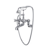 Edwardian Exposed Wall Mount Tub Filler with Handshower - Polished Chrome with Cross Handle | Model Number: U.3511X/1-APC - Product Knockout