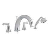 Georgian Era 4-Hole Deck Mount C-Spout Tub Filler with Handshower - Polished Chrome with Metal Lever Handle | Model Number: U.3648LS-APC - Product Knockout