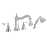 Georgian Era 4-Hole Deck Mount Column Spout Tub Filler with Handshower - Polished Chrome with Metal Lever Handle | Model Number: U.3747LS-APC - Product Knockout