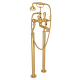 Georgian Era Exposed Floor Mount Tub Filler with Handshower - English Gold with Metal Lever Handle | Model Number: U.3012LS/1-EG - Product Knockout