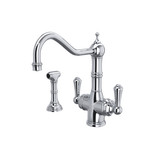 Edwardian Filtration 2-Lever Kitchen Faucet with Sidespray - Polished Chrome with Metal Lever Handle | Model Number: U.1570LS-APC-2 - Product Knockout