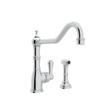 Edwardian Single Lever Single Hole Kitchen Faucet with Sidespray - Polished Chrome with Metal Lever Handle | Model Number: U.4747APC-2 - Product Knockout