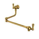 Wall Mount Swing Arm Pot Filler - Unlacquered Brass with Metal Lever Handle | Model Number: U.4799LS-ULB-2 - Product Knockout