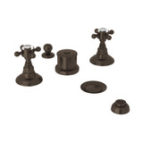 Five Hole Bidet Faucet - Tuscan Brass with Crystal Cross Handle | Model Number: A1460XCTCB - Product Knockout