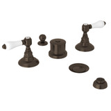 Five Hole Bidet Faucet - Tuscan Brass with White Porcelain Lever Handle | Model Number: A1460LPTCB - Product Knockout