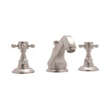 Hex High Neck Widespread Bathroom Faucet - Satin Nickel with Cross Handle | Model Number: A1808XMSTN-2 - Product Knockout