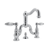 Acqui Deck Mount Bridge Bathroom Faucet - Polished Chrome with Crystal Metal Lever Handle | Model Number: A1419LCAPC-2 - Product Knockout