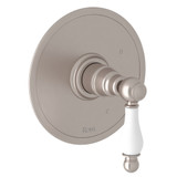 Arcana Pressure Balance Trim without Diverter - Satin Nickel with Ornate White Porcelain Lever Handle | Model Number: AC110OP-STN - Product Knockout