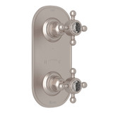 1/2 Inch Thermostatic and Diverter Control Trim - Satin Nickel with Crystal Cross Handle | Model Number: A4964XCSTN - Product Knockout