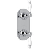 Arcana 1/2 Inch Thermostatic and Diverter Control Trim - Polished Chrome with Ornate White Porcelain Lever Handle | Model Number: AC390OP-APC/TO - Product Knockout