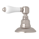 Deck Mount 3-Port 2 Direction Diverter - Satin Nickel with White Porcelain Lever Handle | Model Number: A2716LPSTN - Product Knockout