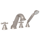 Arcana 4-Hole Deck Mount Tub Filler and Handshower - Satin Nickel with Cross Handle | Model Number: AC26X-STN - Product Knockout
