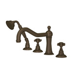 Acqui 4-Hole Deck Mount Column Spout Tub Filler with Handshower - Tuscan Brass with Cross Handle | Model Number: A1404XMTCB - Product Knockout