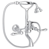Exposed Wall Mount Tub Filler with Handshower - Polished Chrome with Metal Lever Handle | Model Number: A1401LMAPC - Product Knockout
