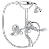 Exposed Wall Mount Tub Filler with Handshower - Polished Chrome with Crystal Metal Lever Handle | Model Number: A1401LCAPC - Product Knockout