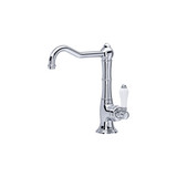 Cinquanta Single Hole Column Spout Bar and Food Prep Faucet - Polished Chrome with White Porcelain Lever Handle | Model Number: A3650/6.5LPAPC-2 - Product Knockout