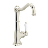 Cinquanta Single Hole Column Spout Kitchen Faucet - Polished Nickel with White Porcelain Lever Handle | Model Number: A3650LPPN-2 - Product Knockout