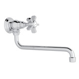 Wall Mount 11 3/4 Inch Reach Pot Filler - Polished Chrome with Five Spoke Cross Handle | Model Number: A1445XAPC-2 - Product Knockout