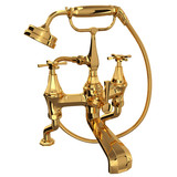 Deco Exposed Deck Mount Tub Filler with Handshower - English Gold with Cross Handle | Model Number: U.3101X/1-EG - Product Knockout