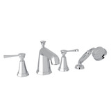 Deco 4-Hole Deck Mount Tub Filler with Handshower - Polished Chrome with Metal Lever Handle | Model Number: U.3152LS-APC - Product Knockout