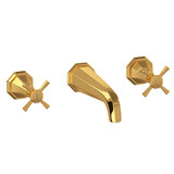 Deco 3-Hole Wall Mount 7 Inch Spout Tub Filler - English Gold with Cross Handle | Model Number: U.3179X-EG/TO - Product Knockout