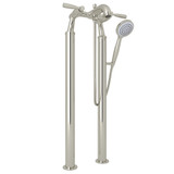 Holborn Floor Mount Bathtub Filler Handshower - Polished Nickel with Metal Lever Handle | Model Number: U.KIT3807LS-PN - Product Knockout