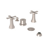 Bellia Five Hole Bidet Faucet - Satin Nickel with Cross Handle | Model Number: BE595X-STN - Product Knockout