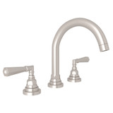 San Giovanni C-Spout Widespread Bathroom Faucet - Satin Nickel with Metal Lever Handle | Model Number: A2328LMSTN-2 - Product Knockout