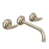 Graceline Wall Mount Widespread Bathroom Faucet - Satin Nickel with Metal Dial Handle | Model Number: MB2030DMSTNTO-2 - Product Knockout