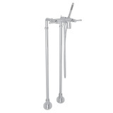 Campo Exposed Floor Mount Tub Filler with Handshower and Floor Pillar Legs or Supply Unions - Polished Chrome with Industrial Metal Lever Handle | Model Number: AKIT3302NILAPC - Product Knockout